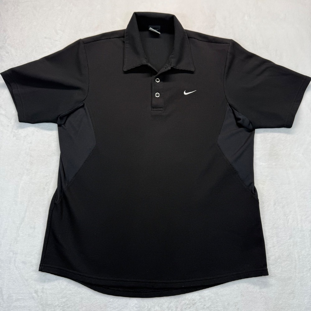Nike Dri-FIT Polo Shirt Golf Athletic Training Black Medium READ